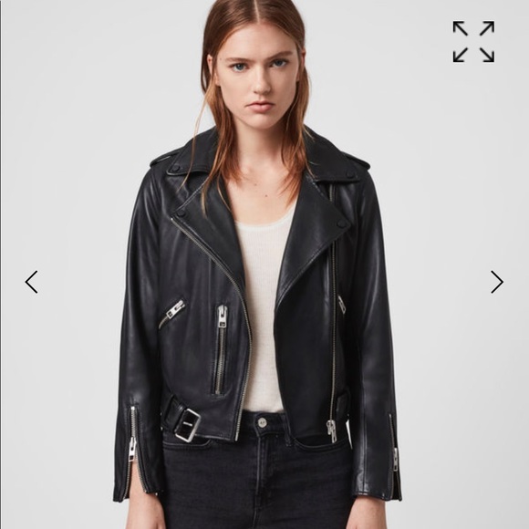 SOLD!! All Saints BALFERN LEATHER BIKER JACKET US4 - Picture 3 of 12